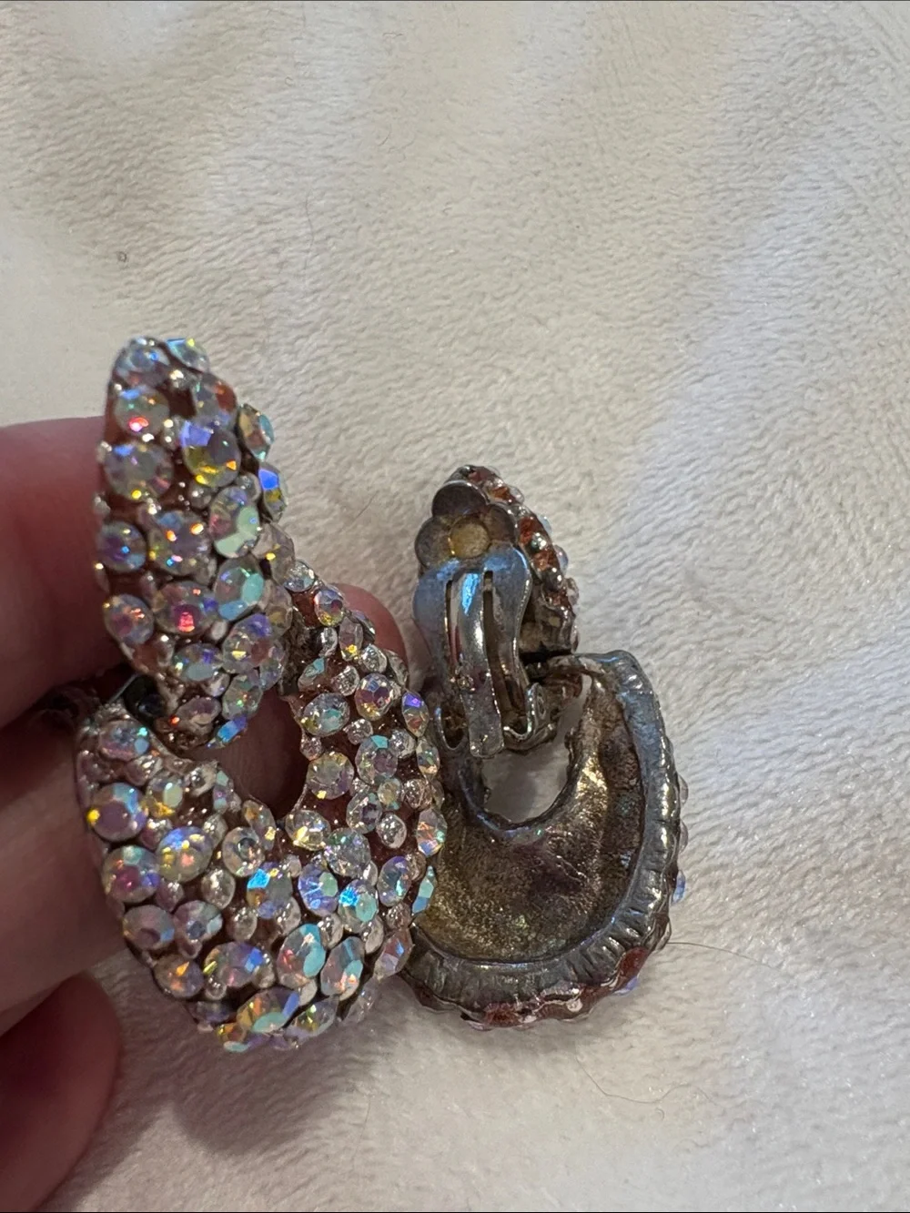 Vintage Erica Courtney AB Crystal clip Earrings Comfort fit New